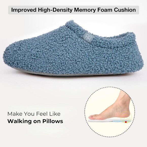 Women's Fuzzy Curly Fur Memory Foam Loafer Slippers with Polar Fleece Lining - Picture 4 of 6